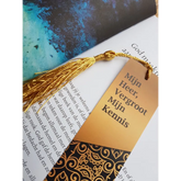 Prachtige gouden boekenlegger met kwast, heer vergroot mijn kennis voor Boekenlegger